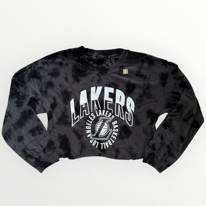 Junk Food Clothing LA Lakers Cropped Sweatshirt Tie Dye Vintage Black NBA Small